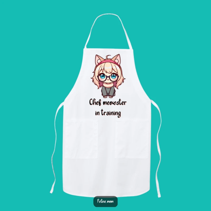 Funny Kawaii Cat Lady Apron: Stylish Glasses & Cat Ears, Ideal Funny Gift