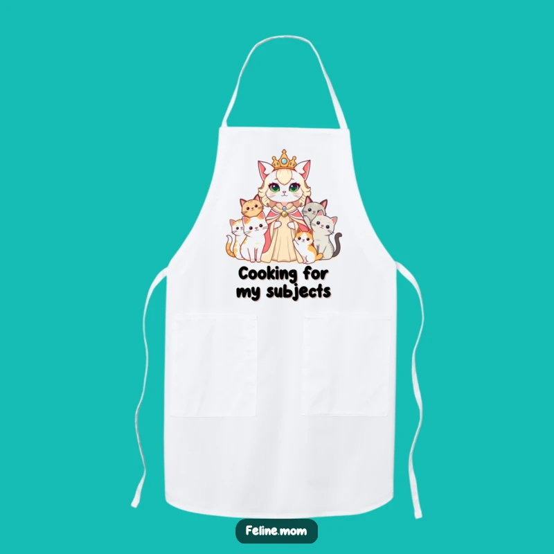 Funny Cat Lady Queen Apron for Regal Kitchen Duties