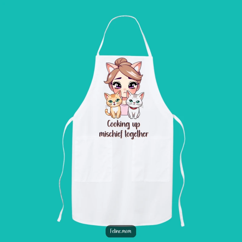 Funny Smirking Woman & Cat Apron - Kitchen Mischief, Perfect Gift
