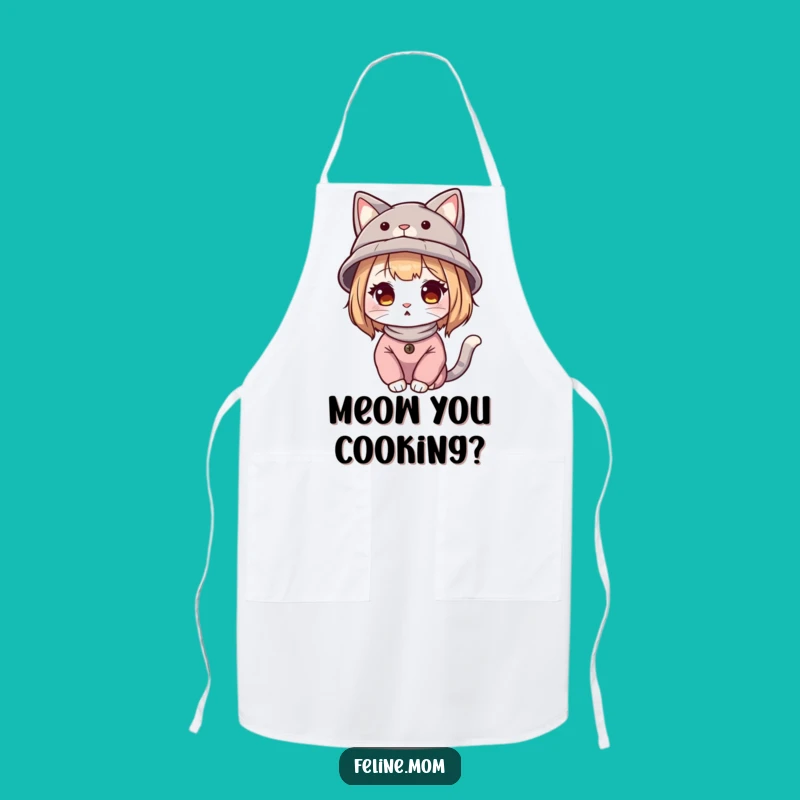 Funny Cat Lady Hat Apron - Chic Kitchen Wear for Feline Lovers Gift