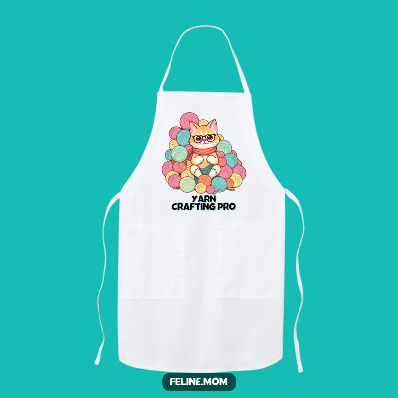 Funny Cat Lady Yarn Apron for Crafty Kitchen Fun