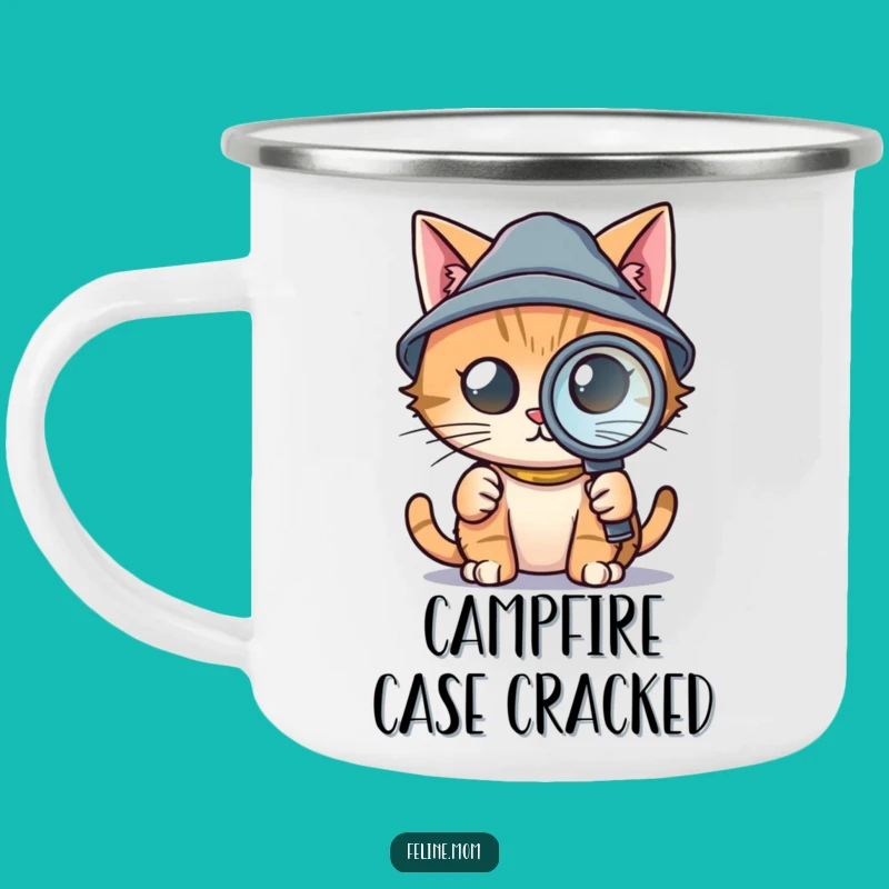 Funny Detective Cat Camping Mug - Tiny Hat Sleuth, Your Investigative Funny Gift!