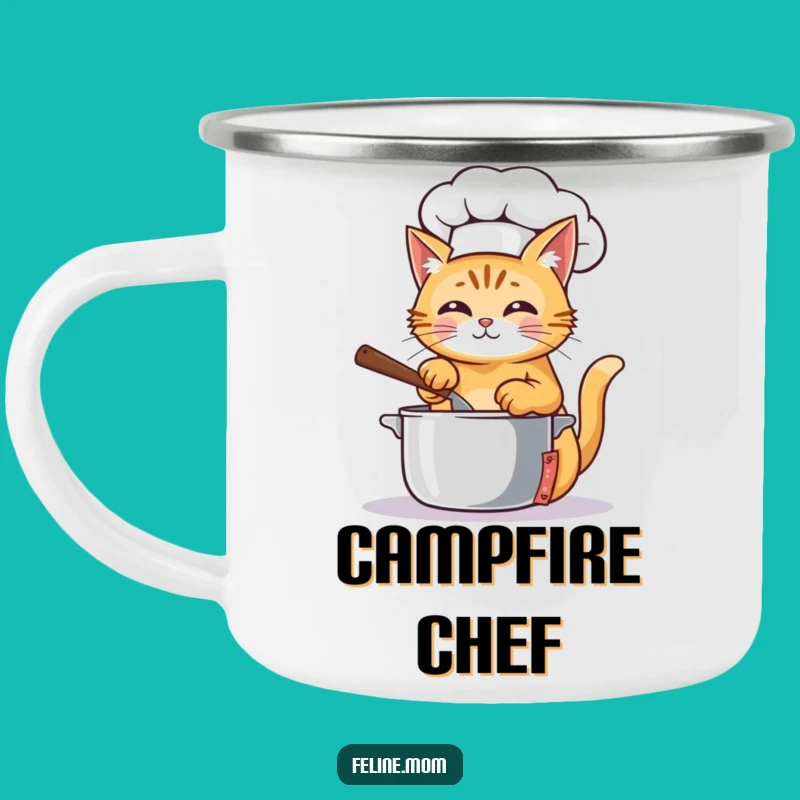 Funny Ginger Chef Cat Camping Mug - Campfire Cooking Comedy, A Hilarious Funny Gift