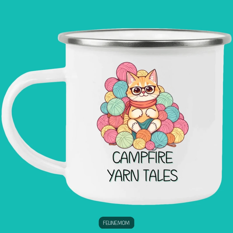 Funny Cat Lady Yarn Camping Mug for Cozy Outdoor Crafting