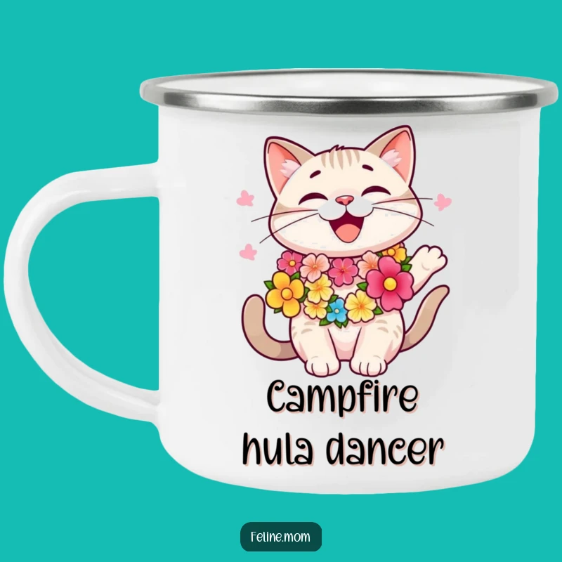 Funny Aloha Cat Camping Mug: Tropical Adventure Drinkware, Fun Funny Gift