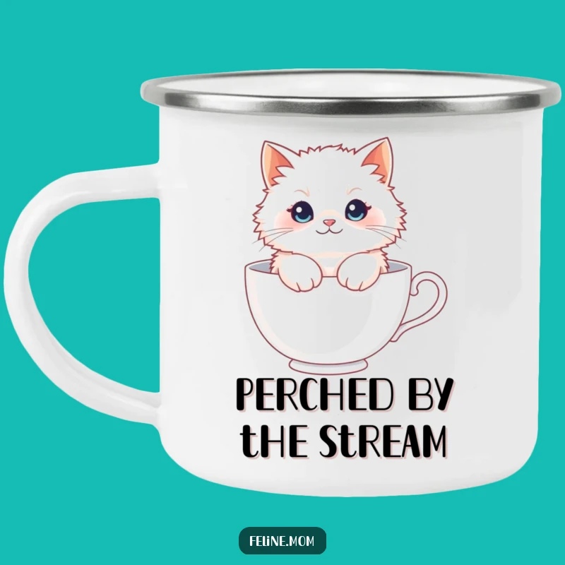 Funny Fluffy Cat Teacup Camping Mug - Cozy Outdoor Cat Mug