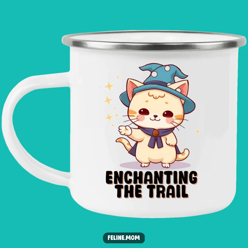 Funny Wizard Cat Camping Mug: Outdoor Magic Drinkware, Rugged Funny Gift