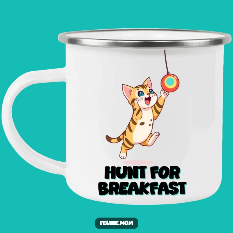 Funny Bengal Cat Toy Leap Camping Mug - Playful Outdoor Cat Mug
