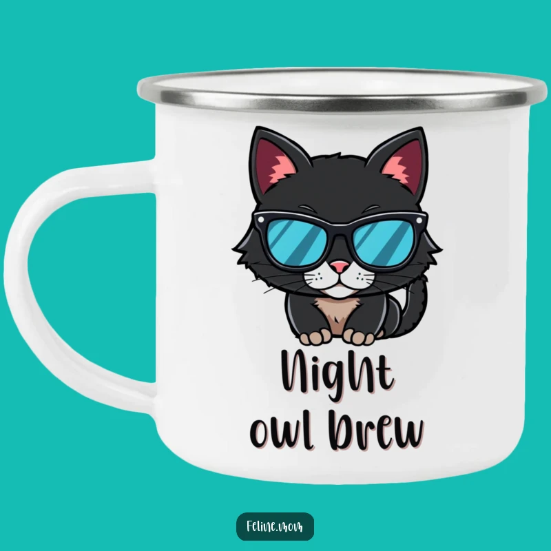 Funny Black Cat Sunglasses Camping Mug - Mysterious Sips Outdoors, A Cool Funny Gift