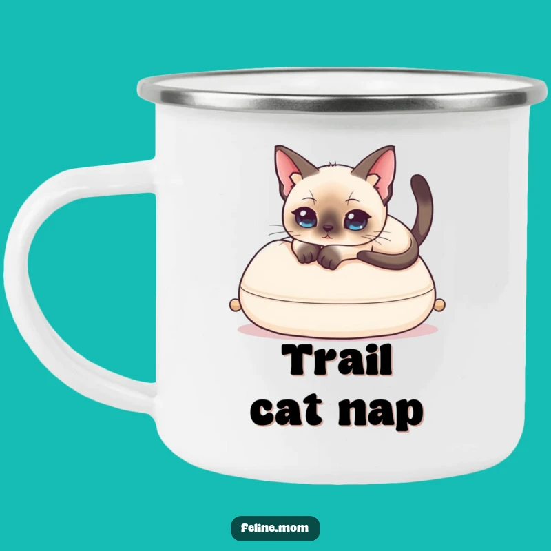 Funny Siamese Cat Camping Mug: Elegant Feline Adventure, Durable Funny Gift for Outdoors