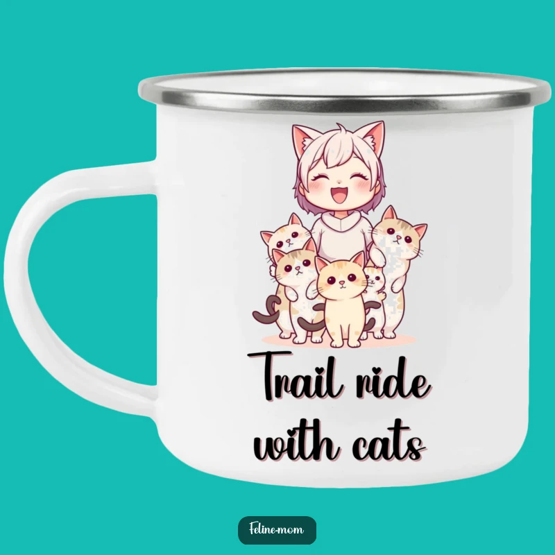 Campfire Companions: Funny Cat Lady Carried by Cats Mug