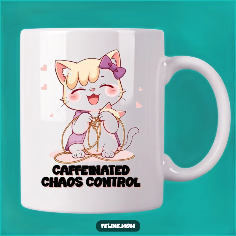 Funny Cat Lady Untangling Cat Mug, Hilarious Pet Owner Gift