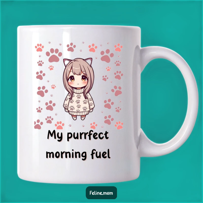 Funny Cat Lover Sweater Mug - Cozy Paw Print Design, Perfect Funny Gift