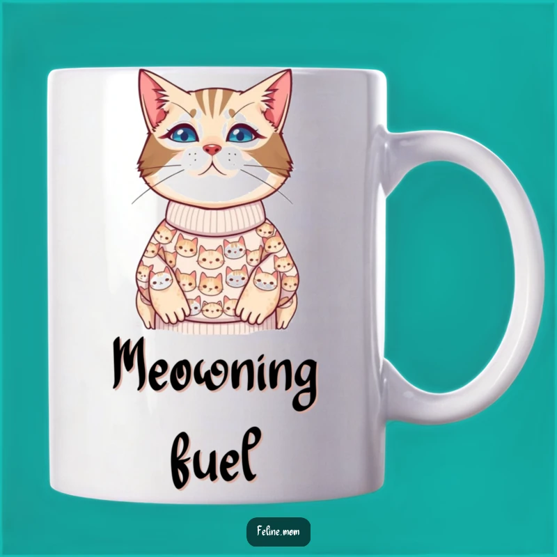 Funny Cat Lady Sweater Mug - Adorable Cat Face Design Gift