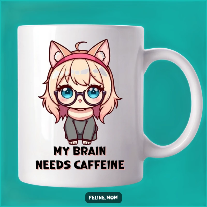 Funny Kawaii Cat Lady Mug: Adorable Glasses & Cat Ears, Perfect Funny Gift