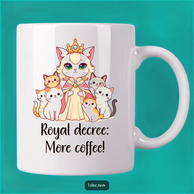 Funny Cat Lady Queen Mug, Regal Feline Fanatic Gift