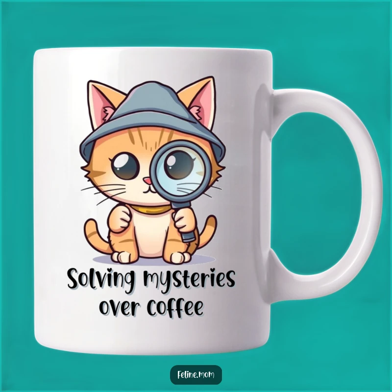 Funny Detective Cat Mug - Tiny Hat & Magnifying Glass, Perfect Funny Gift!