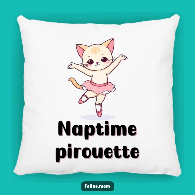 Funny Ballet Cat Pillow - Cozy Feline Dance Accent Cushion Gift