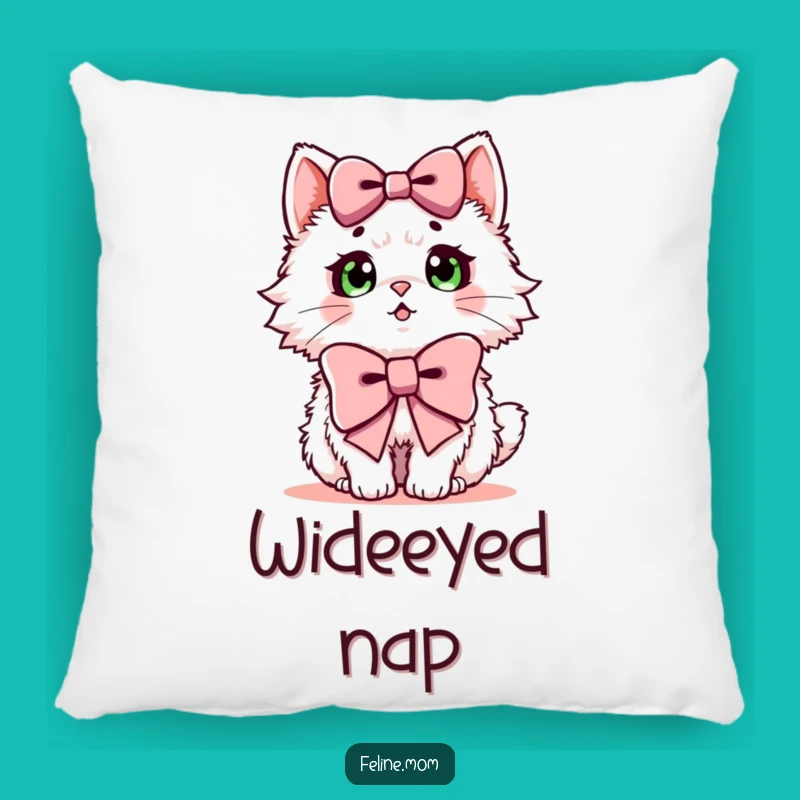 Funny Surprised Cat Pillow: Soft Fluffy Feline, Huggable Bow Shock!