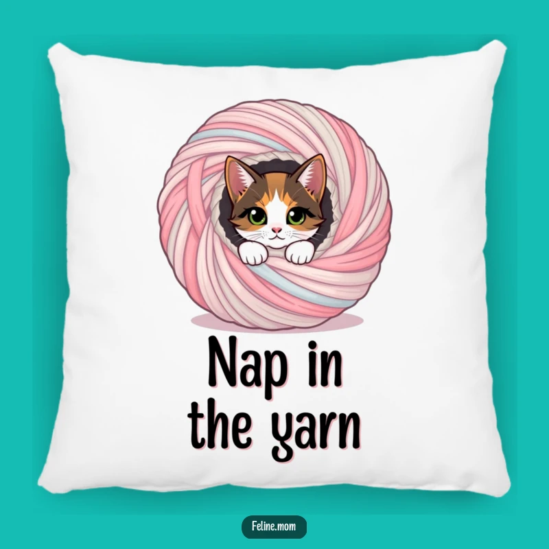 Funny Calico Cat Pillow: Yarn Ball Peek for Cozy Comfort