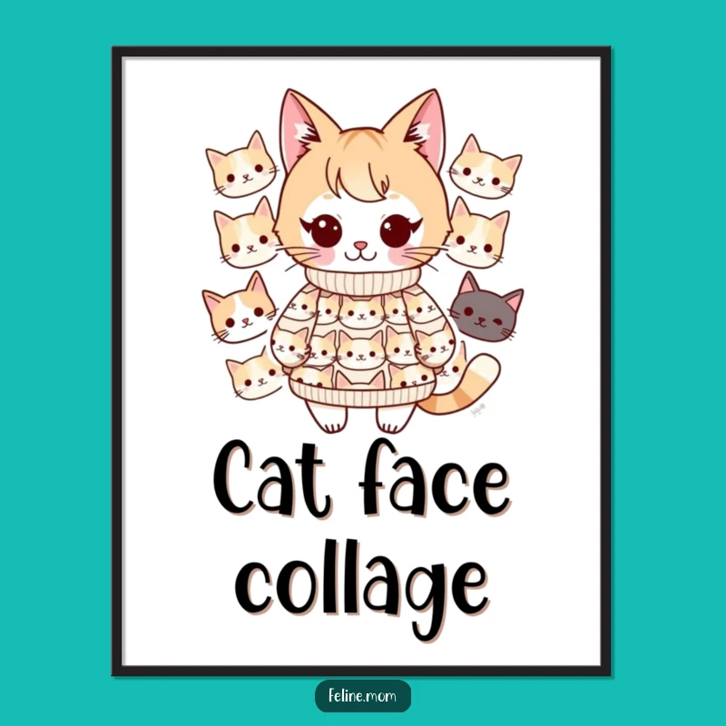 Funny Kawaii Cat Lady Digital Art: Instant Downloadable Feline Fashion for Your Space