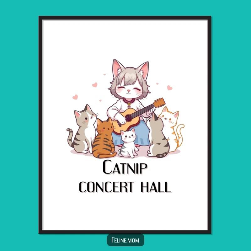 Funny Cat Serenade Digital Art Print: Instant Download, Charming Cat Art Funny Gift!