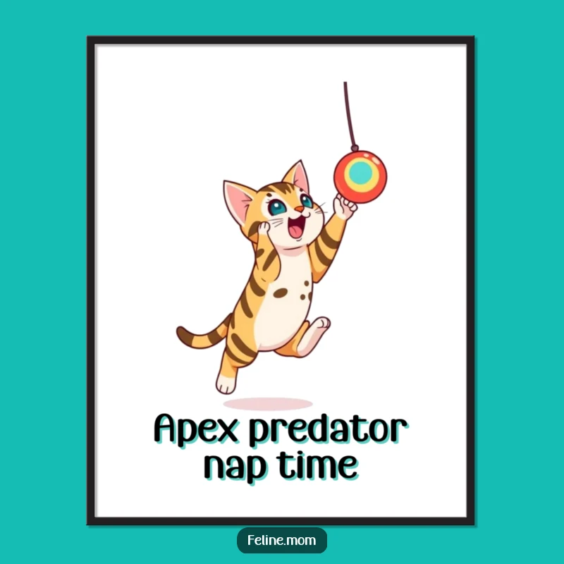 Funny Bengal Cat Toy Leap Digital Art - Instant Dynamic Decor