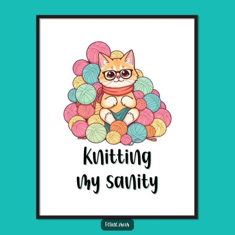Funny Cat Lady Yarn Digital Art, Instant Crafty Download