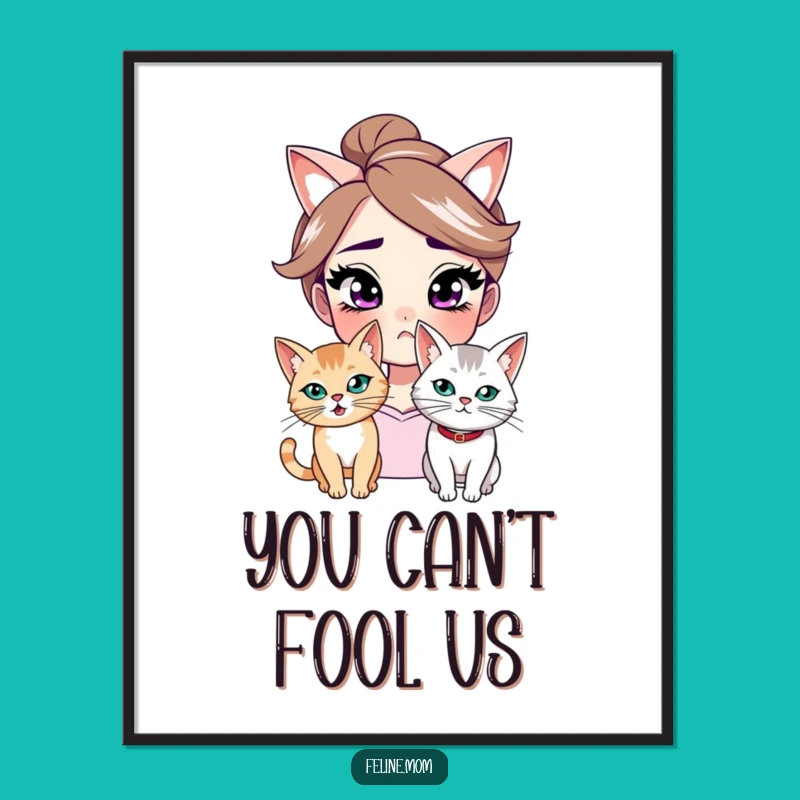 Funny Smirking Woman & Cat Digital Art - Instant Mischief Decor