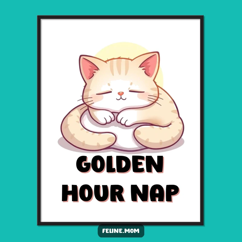 Printable Funny Contented Cat Sunbeam Art: Instant Peaceful Decor