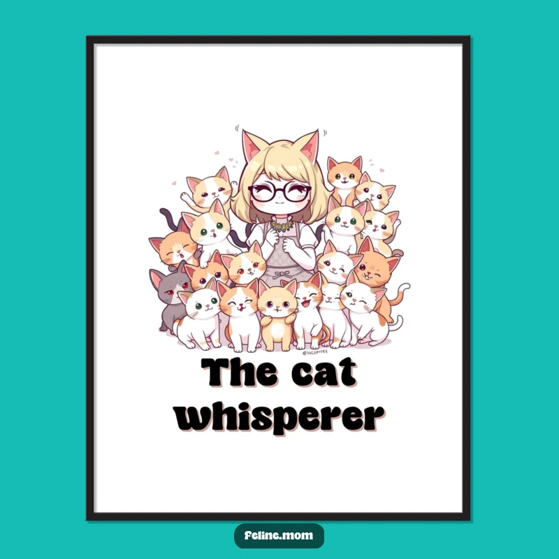 Instant Feline Fun: Funny Cat Lady Kitten Digital Art Print
