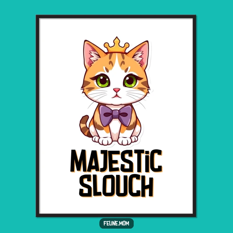 Funny Regal Calico Cat Bowtie Digital Art - Instant Hilarious Decor, The Perfect Funny Gift