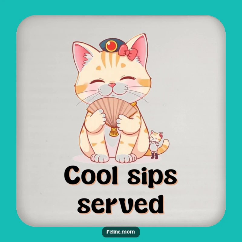 Funny Pampered Cat Coaster: Fanned Feline Luxury, Hilarious Surface Protector Gift