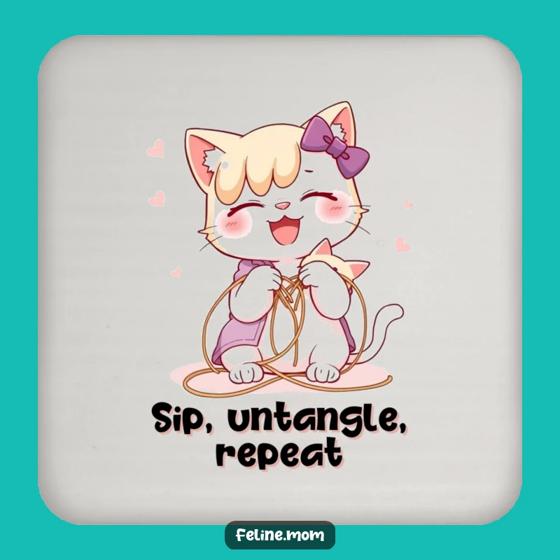 Funny Cat Lady String Coasters for Table Protection & Humor