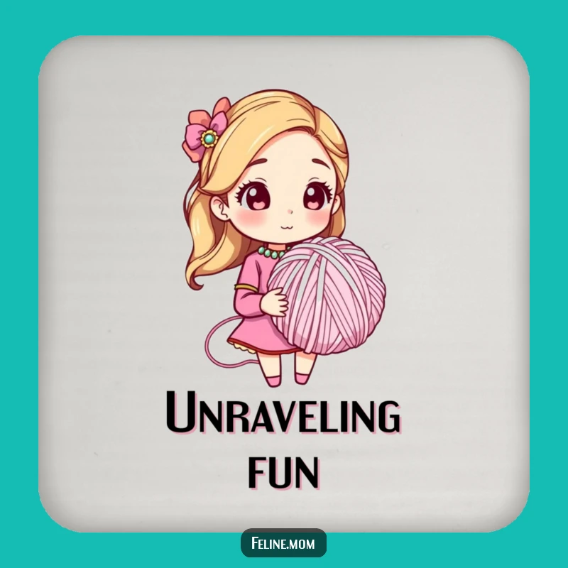 Funny Cat Woman Yarn Drink Coaster Set - Protect Surfaces with Humor!