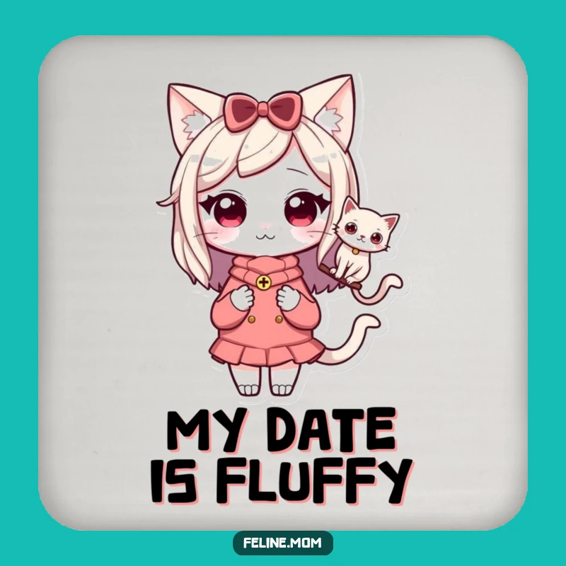 Funny Kawaii Cat Lady Coaster Set: Cat Companion Charm, Best Funny Gift