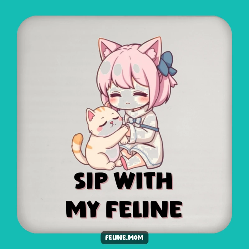 Funny Kawaii Cat Lady Coasters: Protect Surfaces with Gentle Feline Love