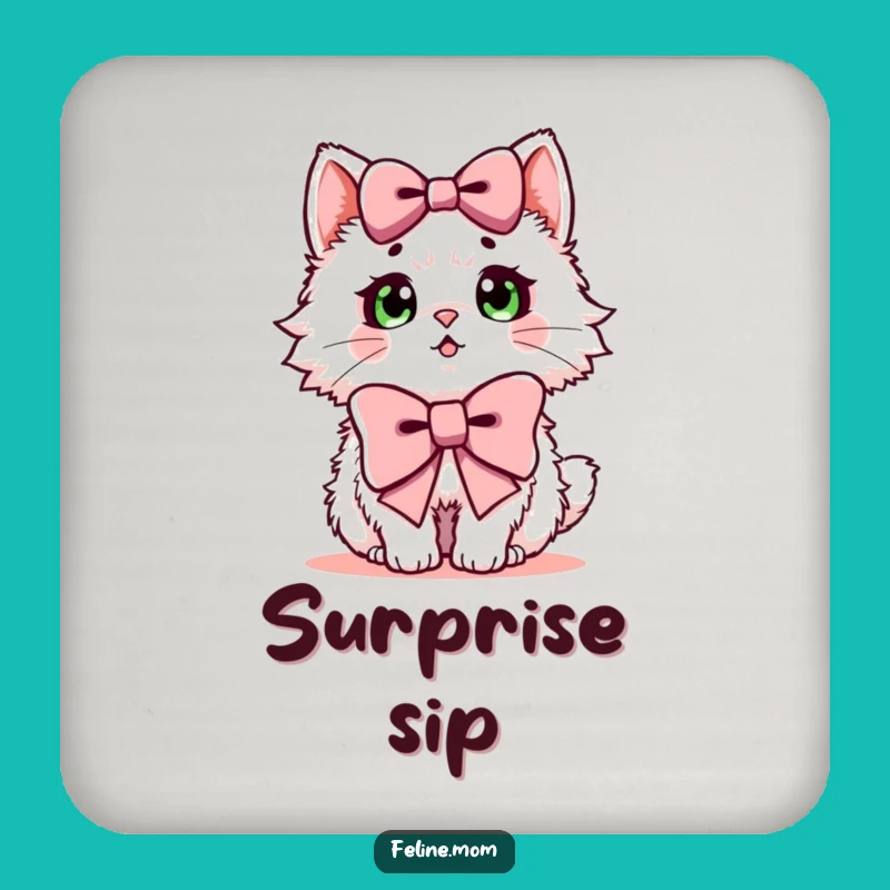 Funny Surprised Cat Coaster: Protect Surfaces, Add Fluffy Feline Fun!