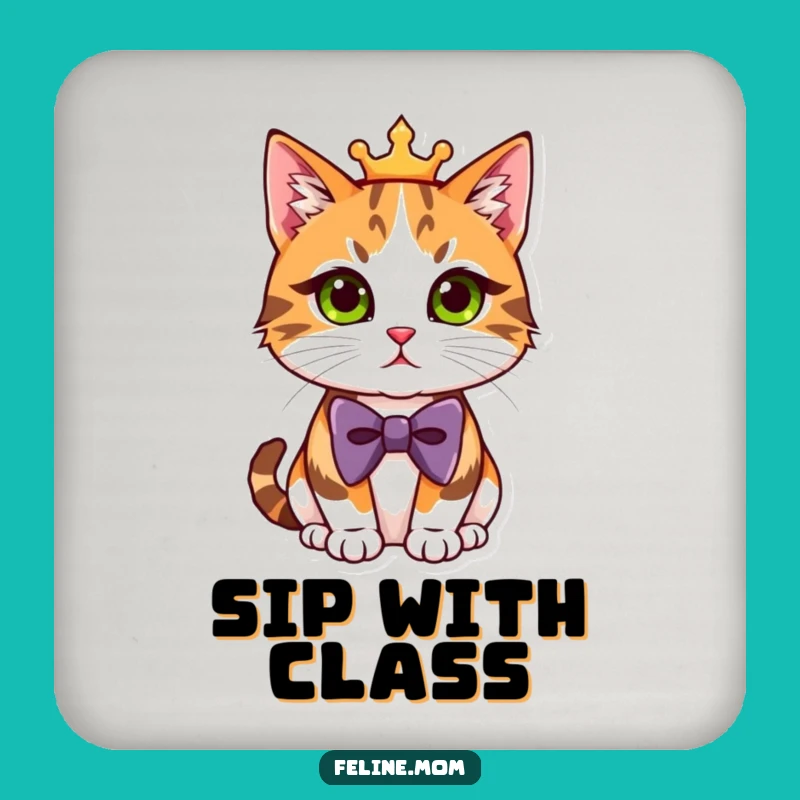Funny Calico Cat Bowtie Coaster - Protect Surfaces with Regal Funny Style, A Great Funny Gift