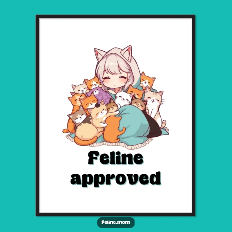 Funny Cat Lady Poster: Cozy Cat Cuddles, Purrfect Wall Art for Feline Lovers