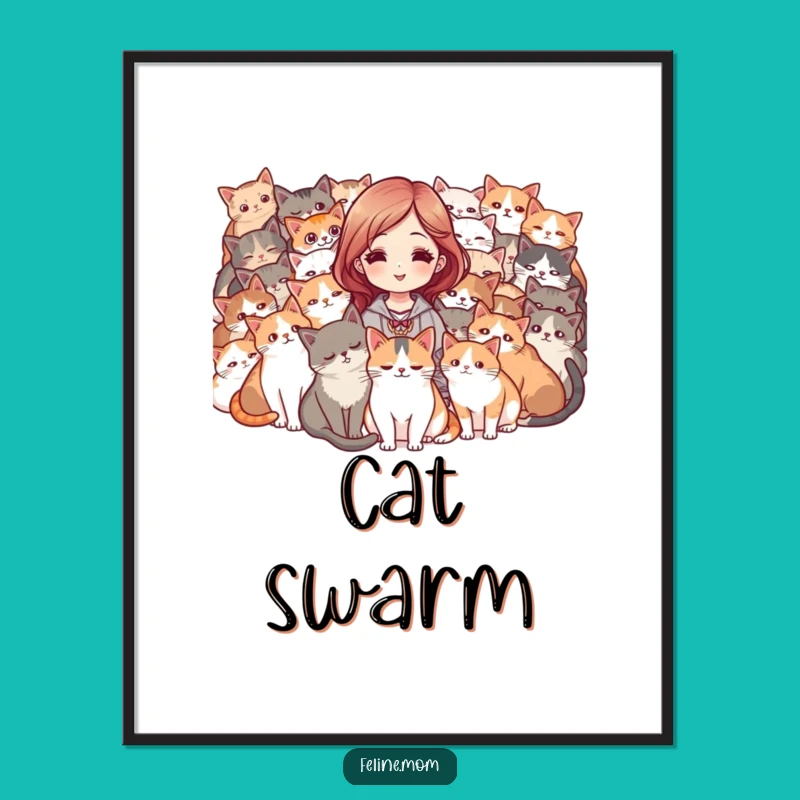 Funny Cat Mob Poster - Whimsical Art for Ultimate Cat Lovers!