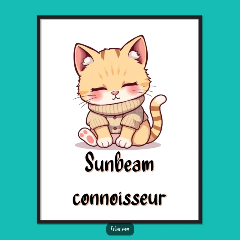 Funny Cozy Cat Poster - Napping Cat Art, Relaxing Funny Gift Decor!