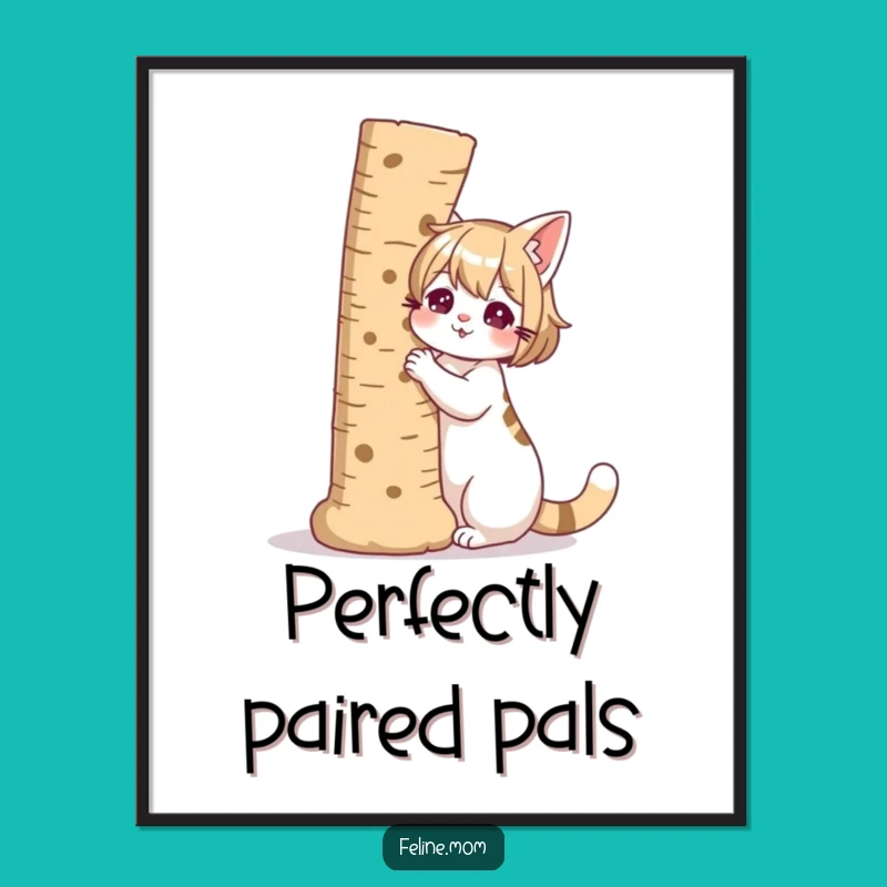 Funny Cat Lady Scratching Post Poster - Whimsical Wall Art for Cat Lovers