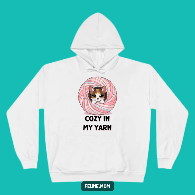 Cozy Funny Calico Cat Hoodie: Yarn Ball Hideaway Comfort