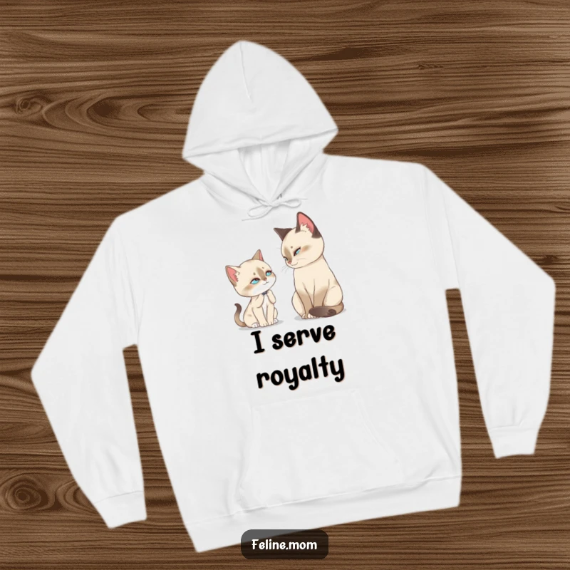 Funny Siamese Cat Hoodie, a regal Siamese cat shares a tender slow blink, a sign of deep trust and love for its human