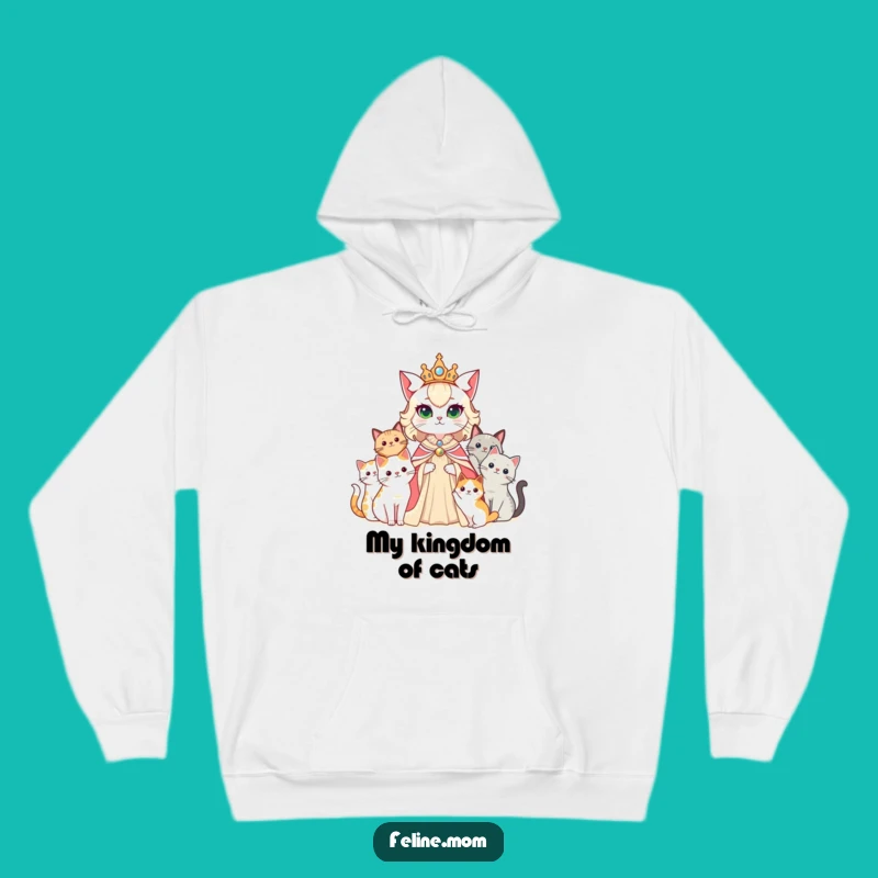 Cozy Funny Cat Lady Queen Hoodie, Royal Comfort for Feline Fans