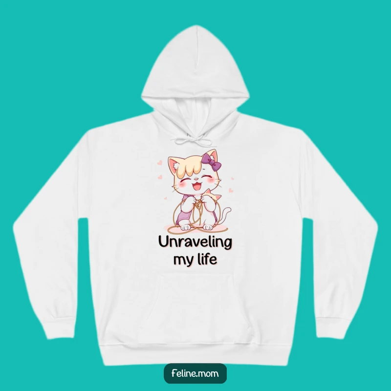 Cozy Funny Cat Lady String Hoodie, Warm Hug for Pet Parents