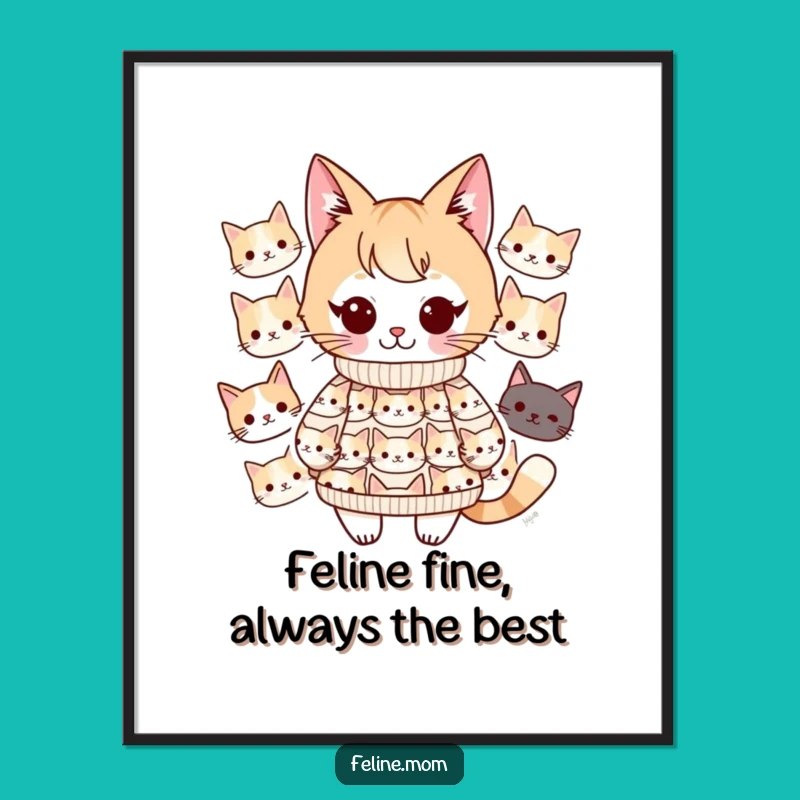 Free Printable Kawaii Cat Lady Art: Funny Downloadable Wall Art for Cat Lovers