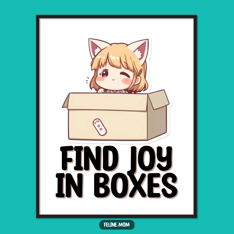 Funny Free Printable Wall Art: Content Cat Woman Box Dweller Decor Downloadable