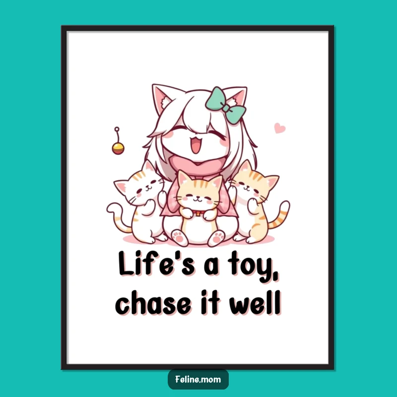 Free Printable Cat Lady Wall Art - Funny Downloadable Decor with Lively Kitties